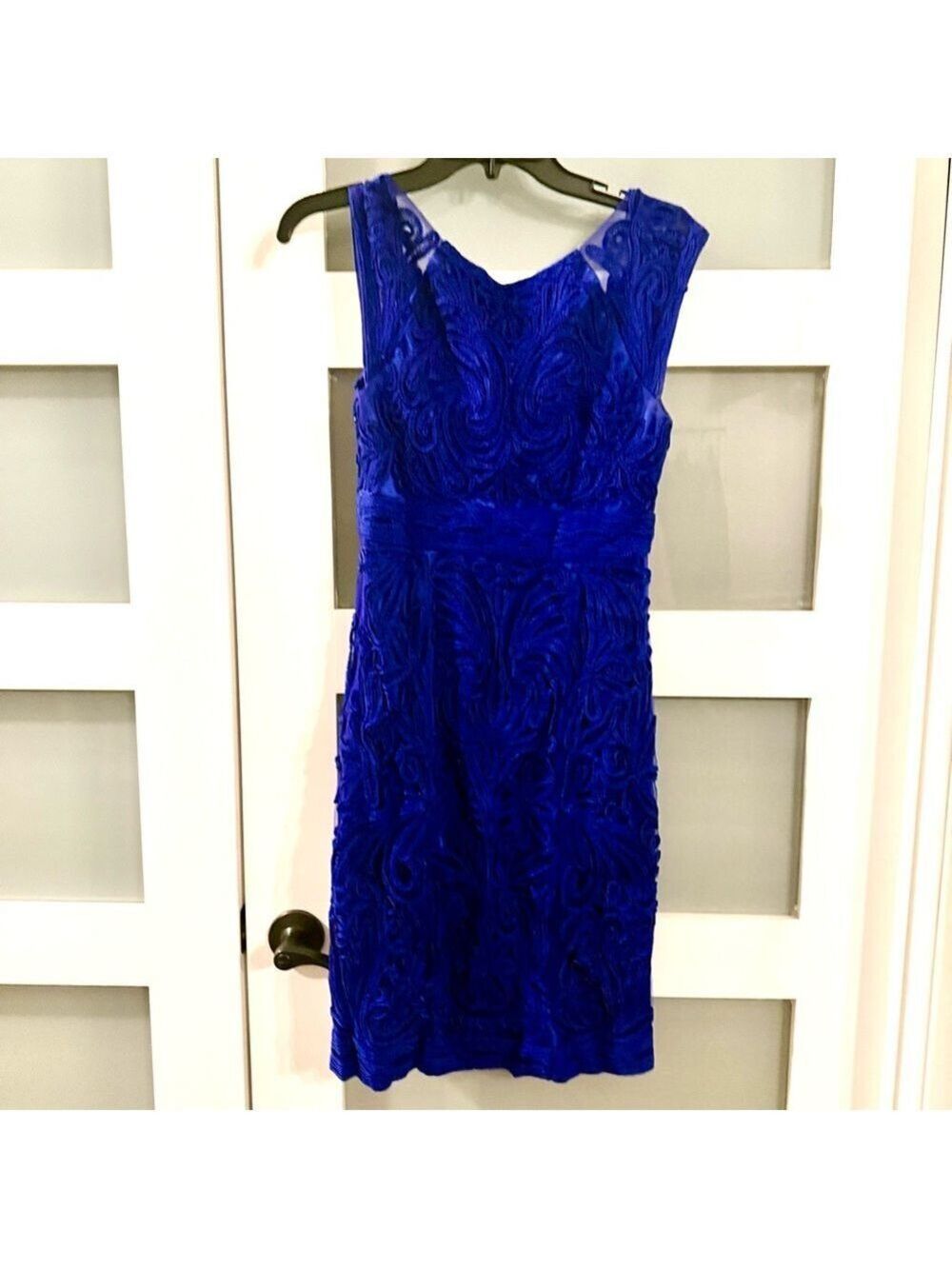 SUE WONG Nocturne Sapphire blue embroidered dress. Size 6